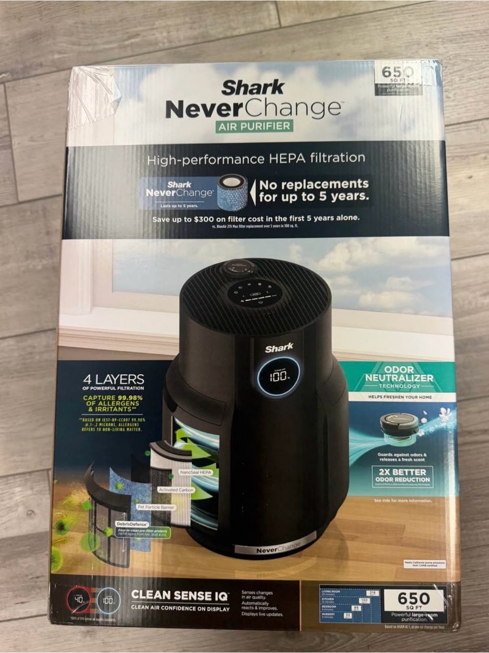 Shark NeverChange Air Purifier in Black — High-Performance HEPA
